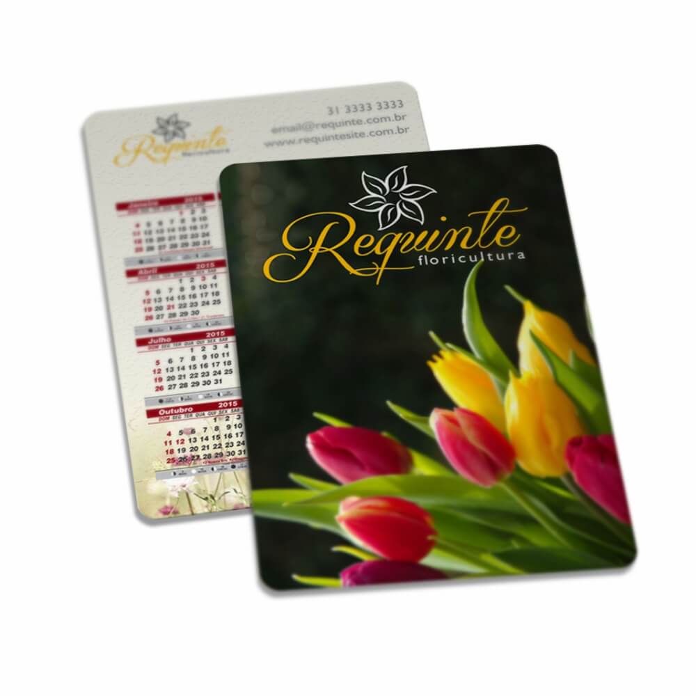 Calendário De Bolso Couchê 300g Verniz Uv Total Frente