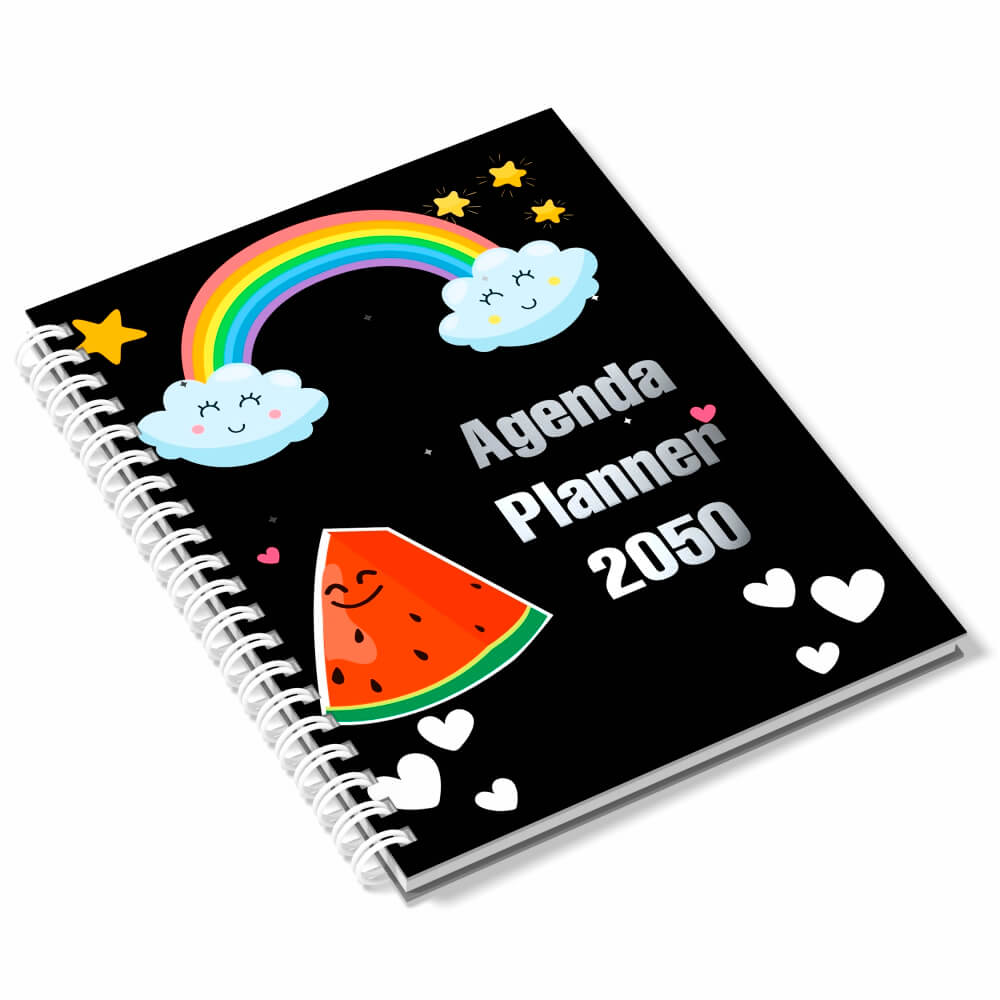 Agenda 2026 Miolo Personalizado Colorido Capa Couchê 150g No Papel Paraná 2mm E Miolo Ap 75g Lam Fosca E Hotstamping Frente (150x210mm)
