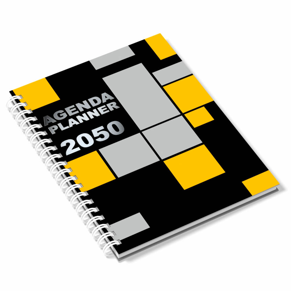 Agenda 2026 Miolo Personalizado Colorido Capa Couchê 150g No Papel Paraná 2mm E Miolo Ap 75g Lam Fosca E Hotstamping Frente (150x210mm)