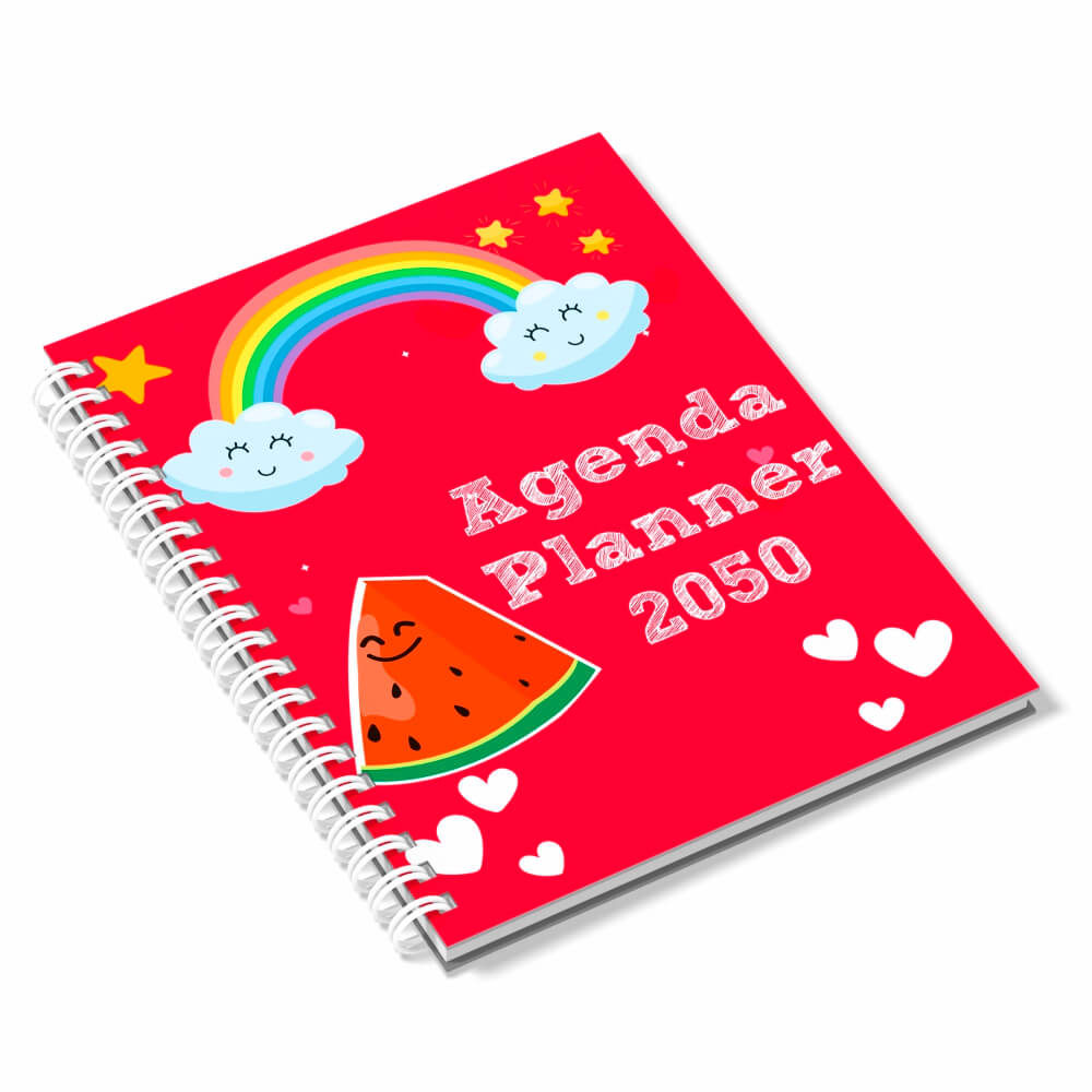 Agenda 2026 Miolo Personalizado Colorido Capa Couchê 150g No Papel Paraná 2mm E Miolo Ap 75g Sem Verniz (150x210mm)