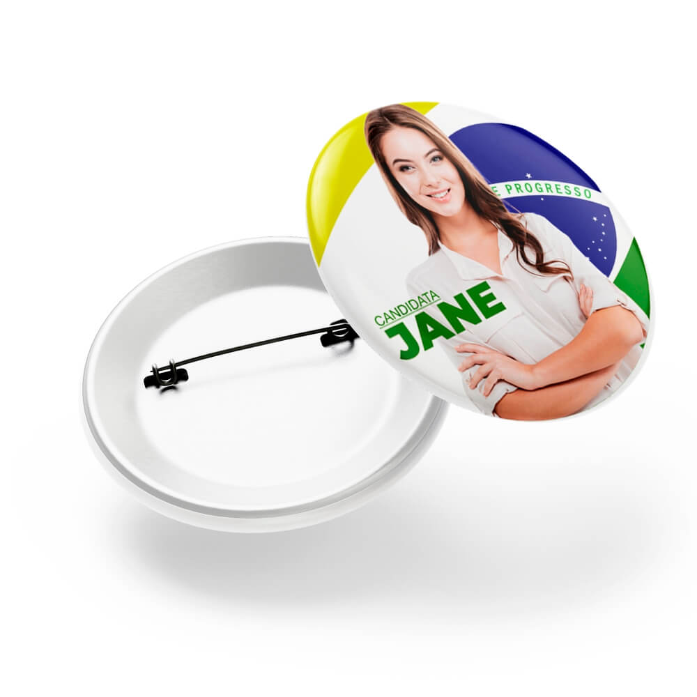 Bottons E Pins Personalizados Com Alfinete Modelo Redondo (55mm)