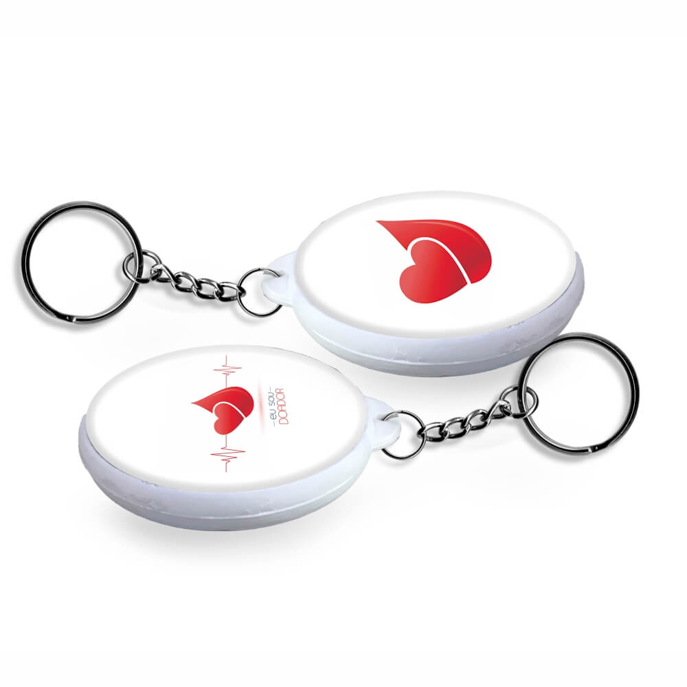 Bottons E Pins Personalizados Dupla Face Com Chaveiro Modelo Redondo Branco (35mm)