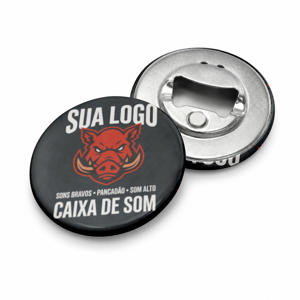 Bottons E Pins Personalizados Com Abridor Modelo Redondo (55mm)