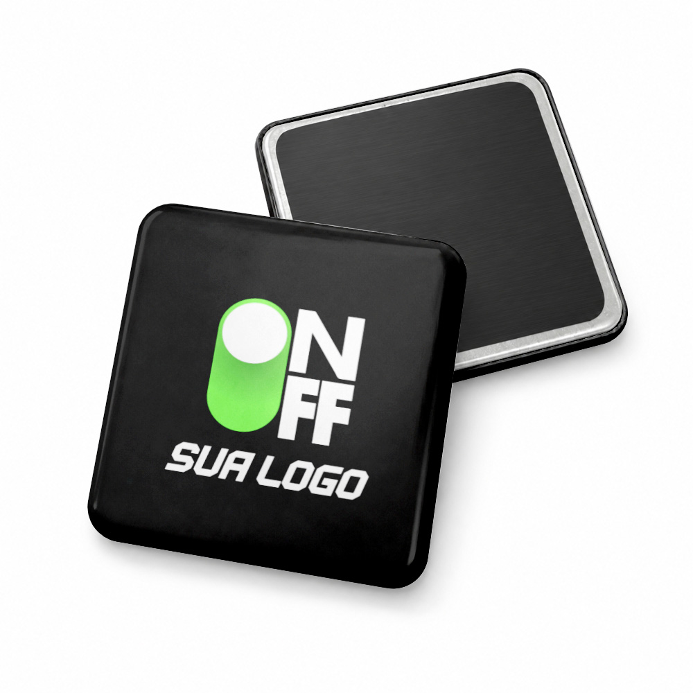 Bottons E Pins Personalizados Com Manta Magnética Modelo Quadrado (51mm)