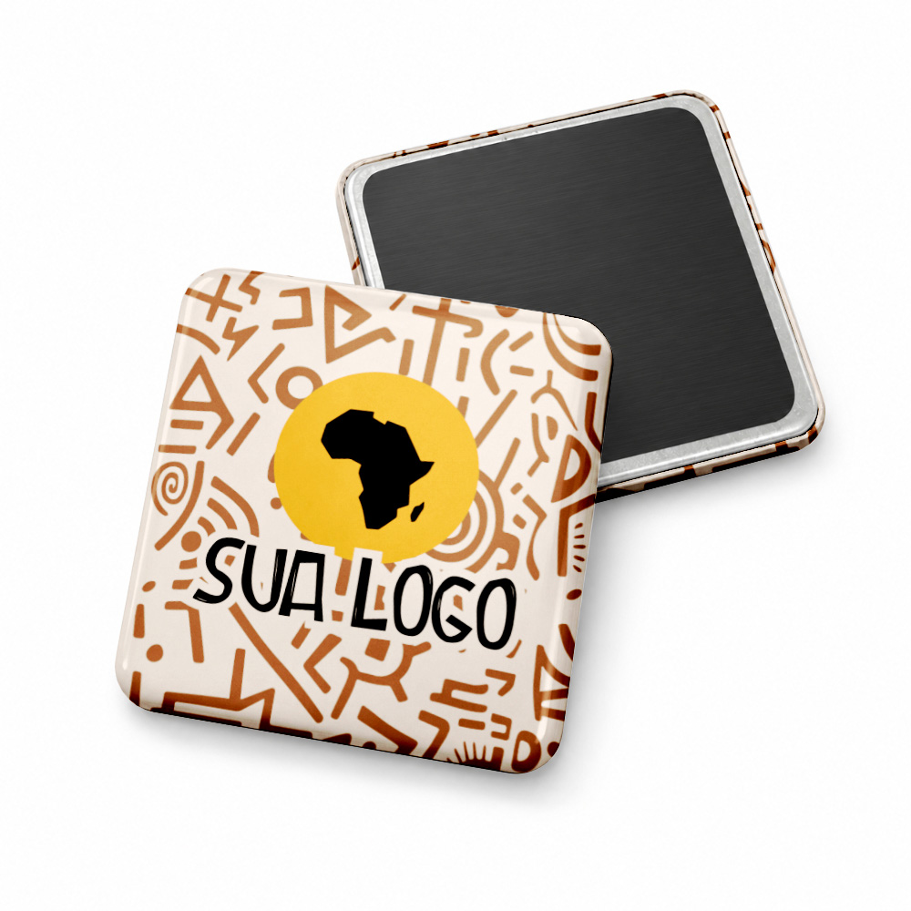 Bottons E Pins Personalizados Com Manta Magnética Modelo Quadrado (51mm)