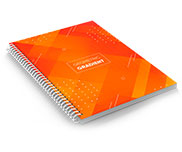 Caderno Impressão Digital Capa Papel Paraná 2mm e Miolo Ap 75g Miolo Padrão Sem Verniz (150x210mm) 100 Folhas