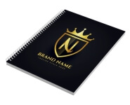 Caderno Impressão Digital Capa Papel Paraná 2mm com Lam Fosca e Hotstamping Frente e Miolo Ap 75g Miolo Padrão Sem Verniz (150x210mm) 100 Folhas