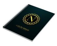 Caderno Impressão Digital Capa Papel Paraná 2mm com Lam Fosca e Hotstamping Frente e Miolo Ap 75g Miolo Padrão Sem Verniz (150x210mm) 100 Folhas