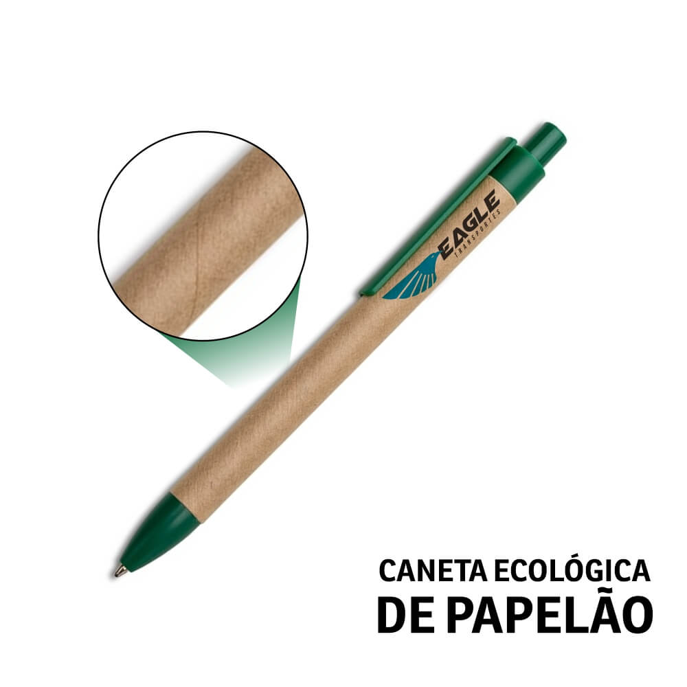 Canetas Promocionais Personalizadas Impresão Uv Ecológica Com Corpo de Papelão Verde