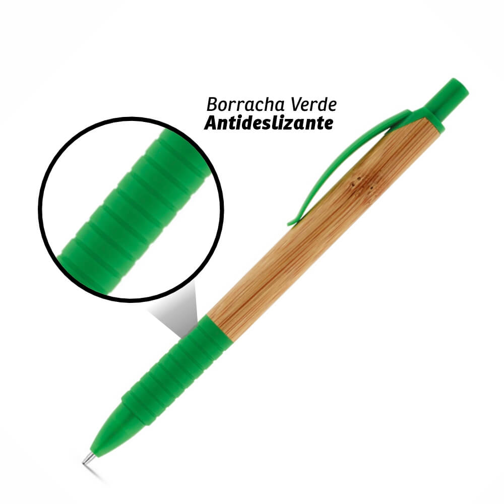 Canetas Promocionais Sem Personalização Ecológica Com Corpo de Bambu Verde
