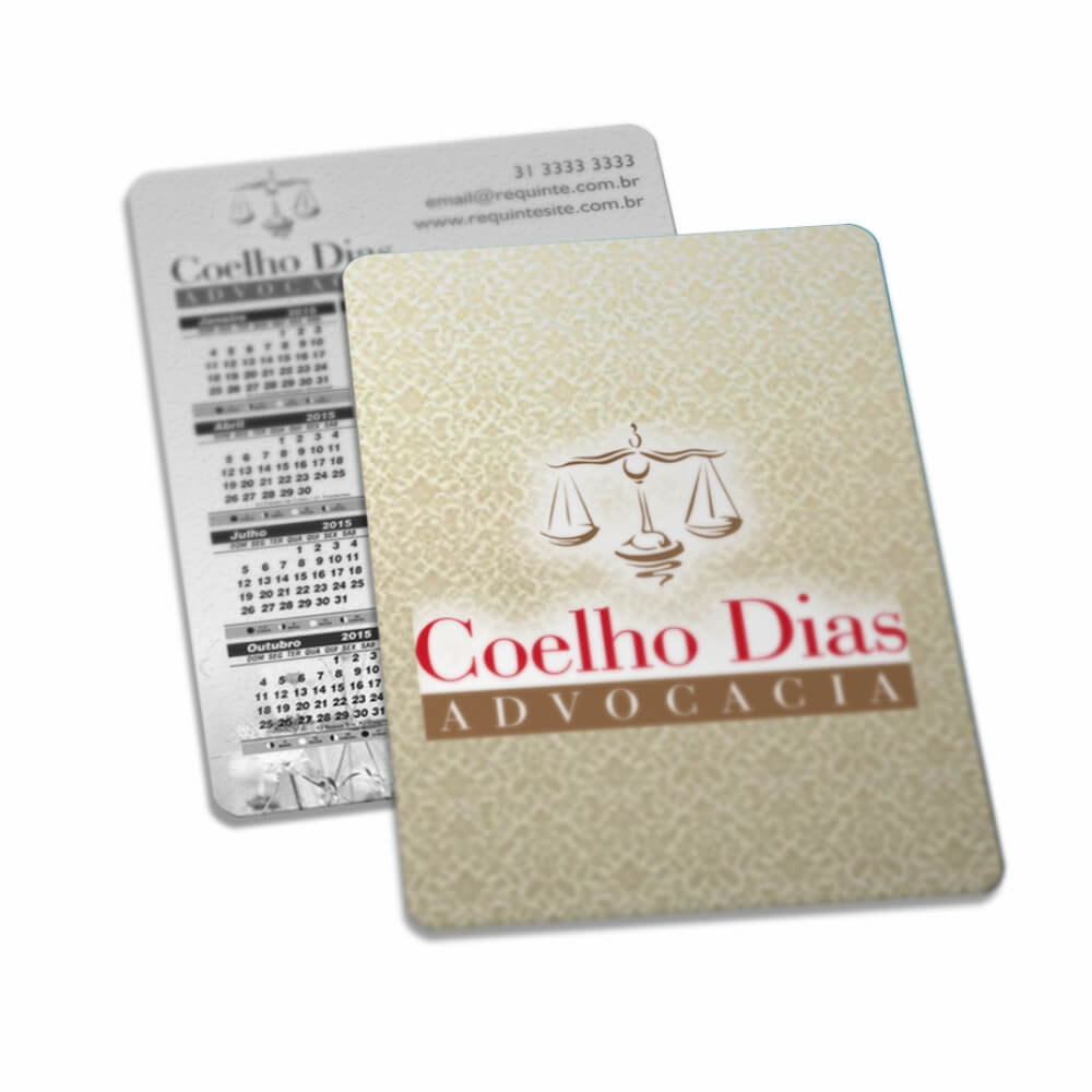 Calendário De Bolso Couchê 250g Verniz Uv Total Frente