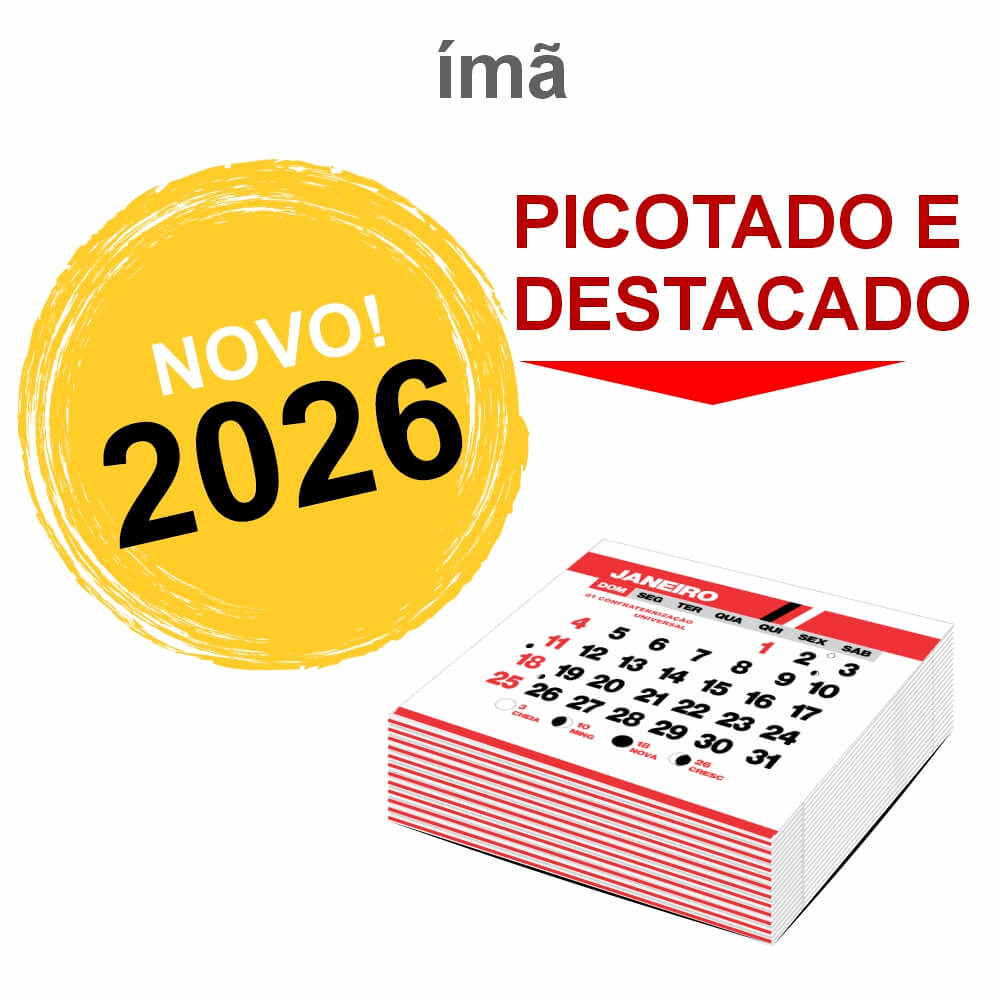 Blocos De Calendário 2026 Para Imã (50x50mm)