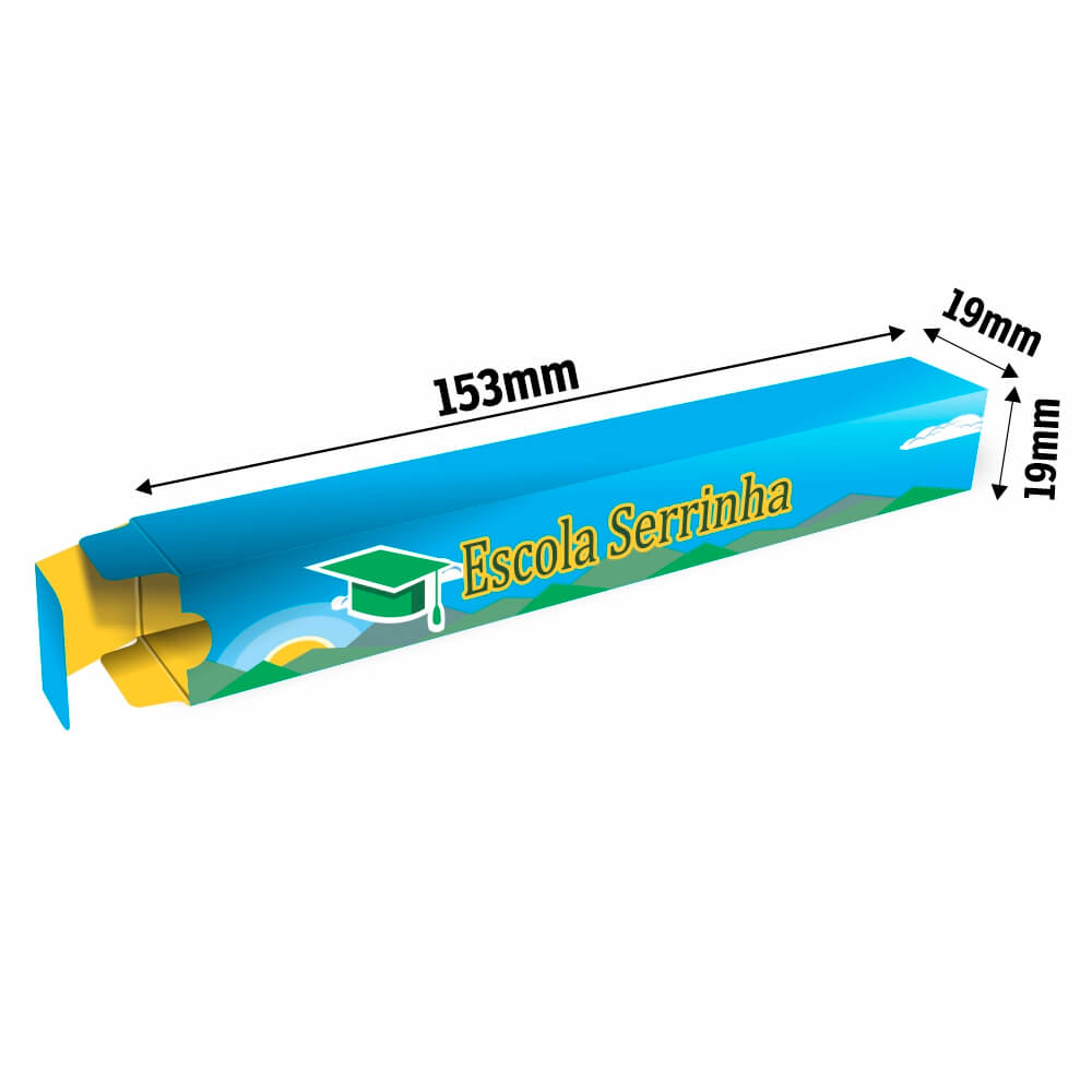 Caixa Para Canetas Couchê 300g Verniz Uv Total Frente