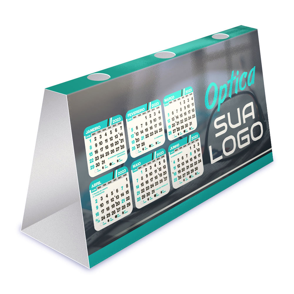 Calendário De Mesa Porta Canetas Horizontal Supremo 255g