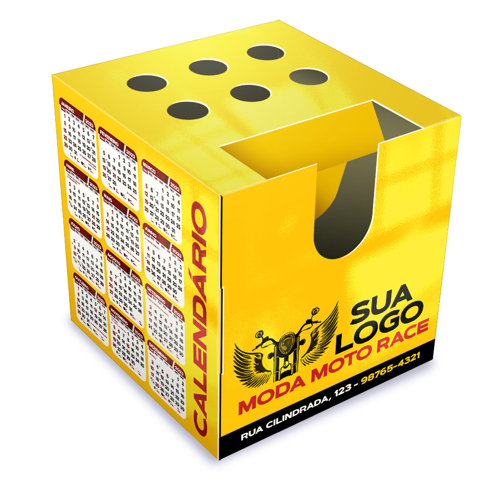 Calendário De Mesa Porta Cartões Cubo Supremo Digital 255g