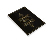 Caderneta Capa Brochura e Cola Abertura Vertical Capa Couchê 250g e Miolo Ap 75g Lam Fosca e Hotstamping Frente (105x150mm)