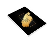 Caderneta Capa Brochura e Cola Abertura Vertical Capa Couchê 250g e Miolo Ap 75g Lam Fosca e Hotstamping Frente (105x150mm)