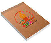 Caderneta Capa Brochura e Cola Abertura Vertical Capa Kraft 250g e Miolo Ap 75g (105x150mm)