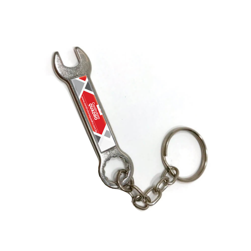 Chaveiro Metal Resinado Abridor Chave de Boca