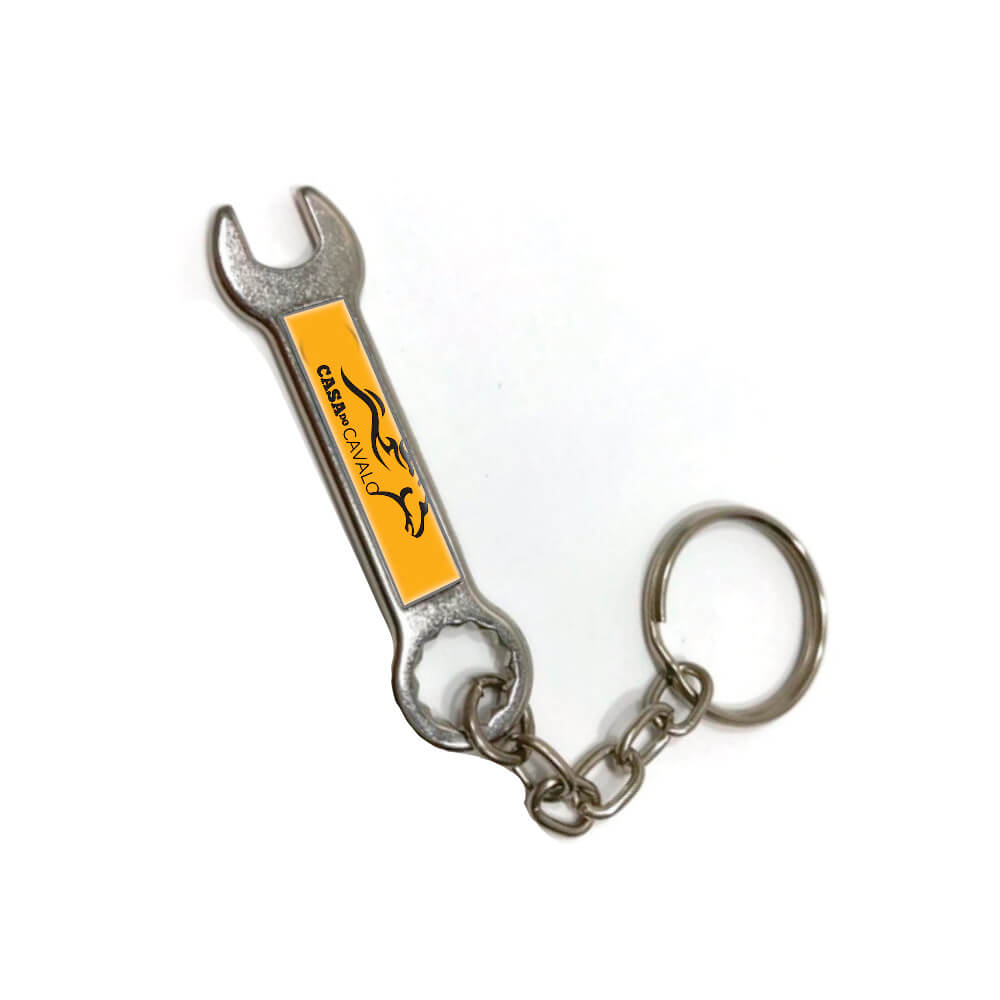 Chaveiro Metal Resinado Abridor Chave de Boca