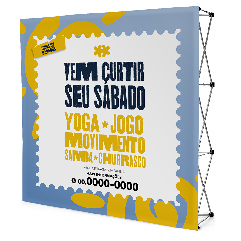 Backdrop Pop Up Retrátil Tecido Sintético Blockout Sem Estrutura (2250x2250mm)