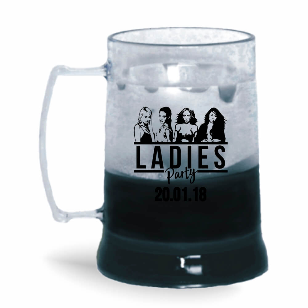 Caneca de 300ml na cor Cristal com Gel Colorido de cor Preto