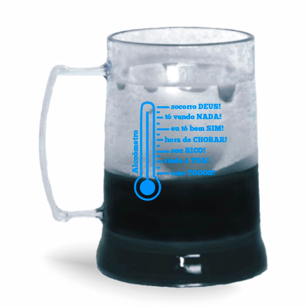 Caneca de 300ml na cor Cristal com Gel Colorido de cor Preto