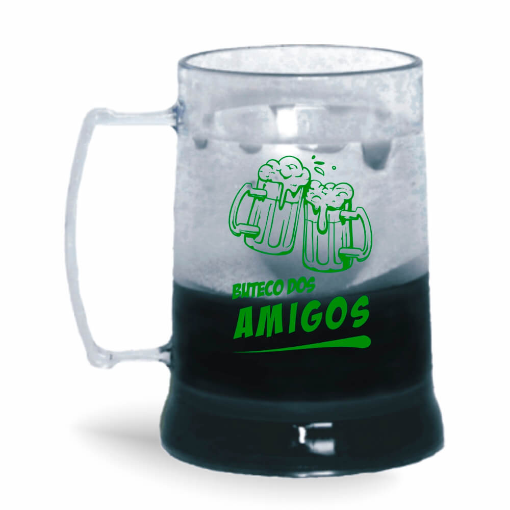 Caneca de 300ml na cor Cristal com Gel Colorido de cor Preto