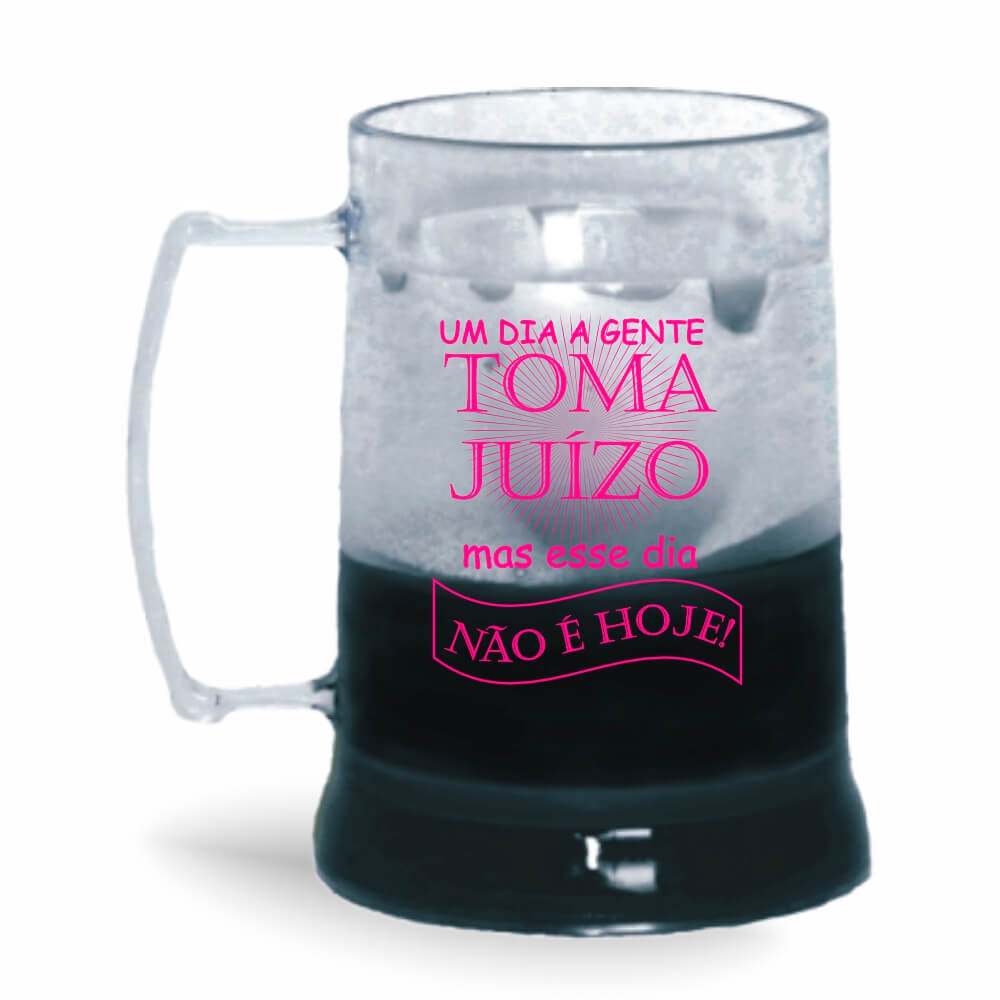 Caneca de 300ml na cor Cristal com Gel Colorido de cor Preto