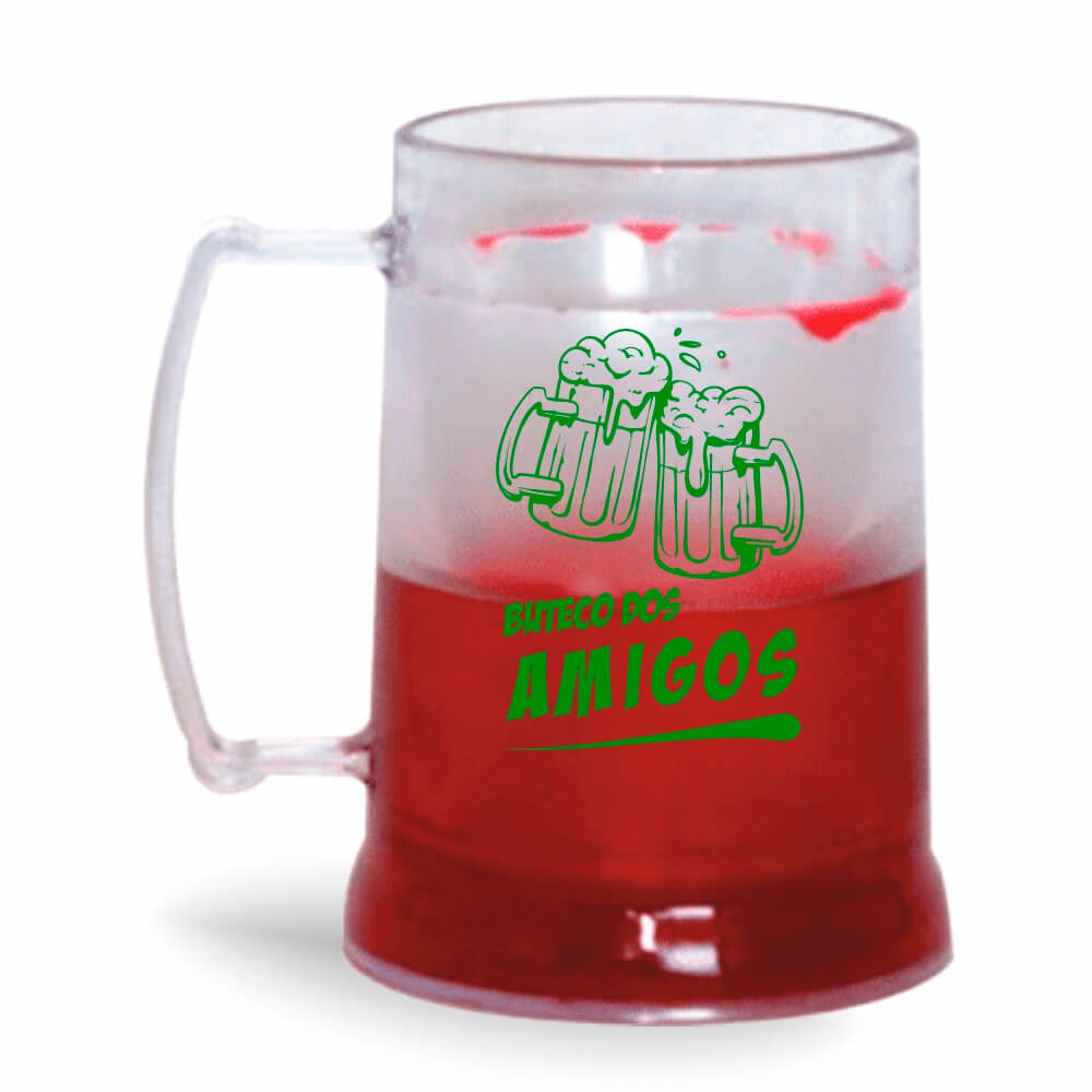Caneca de 300ml na cor Cristal com Gel Colorido de cor Vermelho