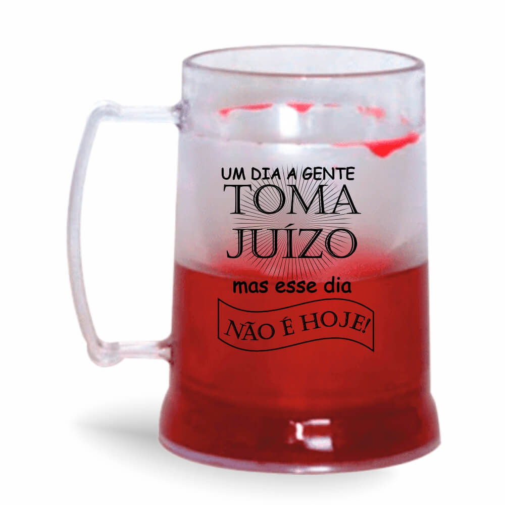 Caneca de 300ml na cor Cristal com Gel Colorido de cor Vermelho