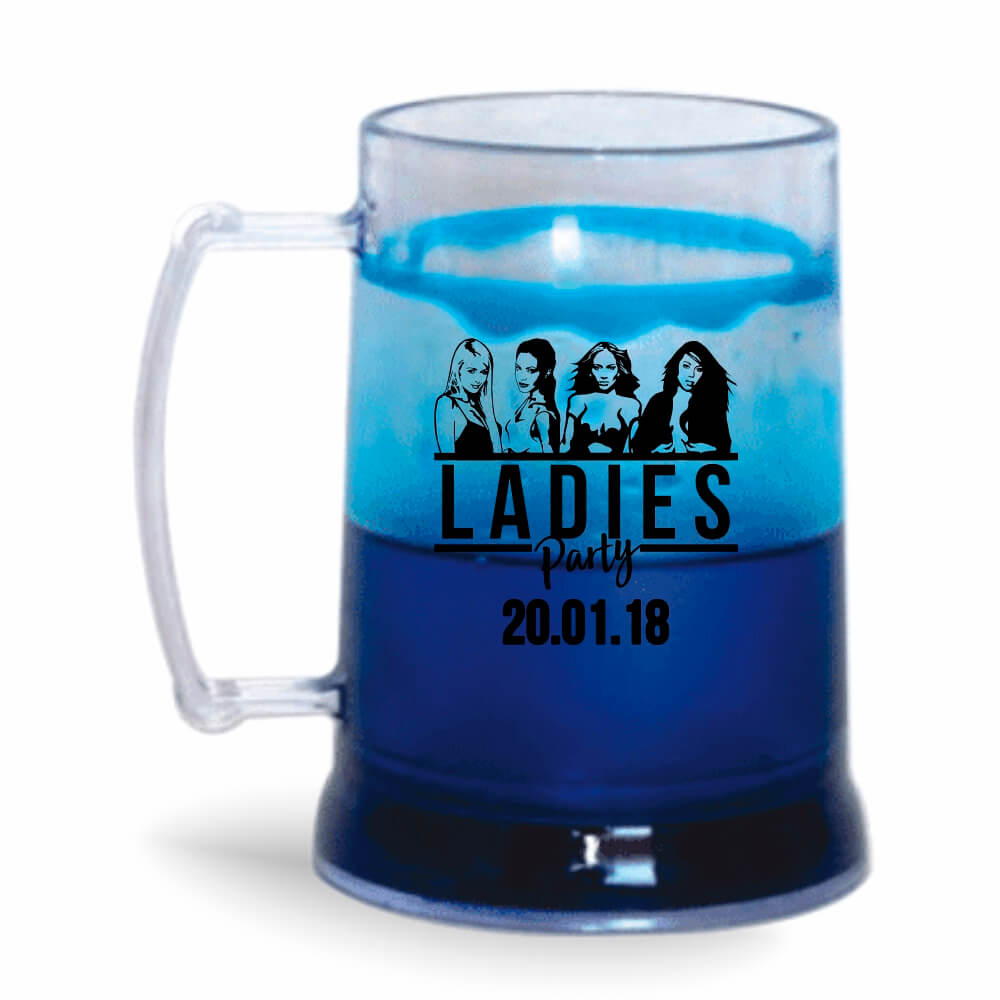 Caneca de 300ml na cor Cristal com Gel Colorido de cor Azul