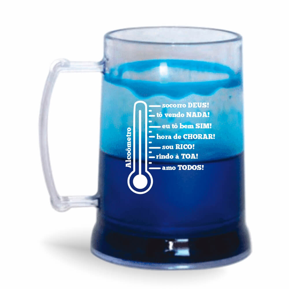 Caneca de 300ml na cor Cristal com Gel Colorido de cor Azul