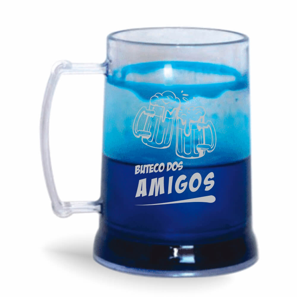 Caneca de 300ml na cor Cristal com Gel Colorido de cor Azul