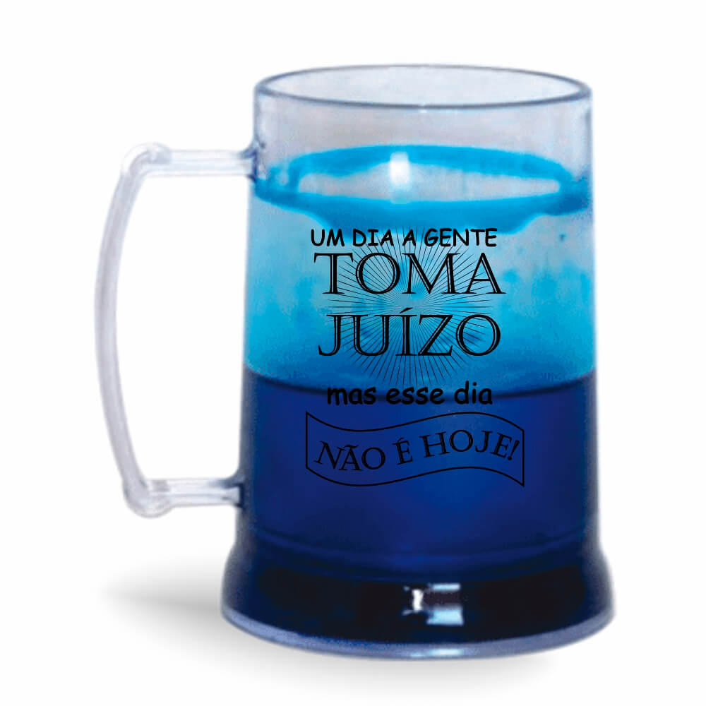 Caneca de 300ml na cor Cristal com Gel Colorido de cor Azul