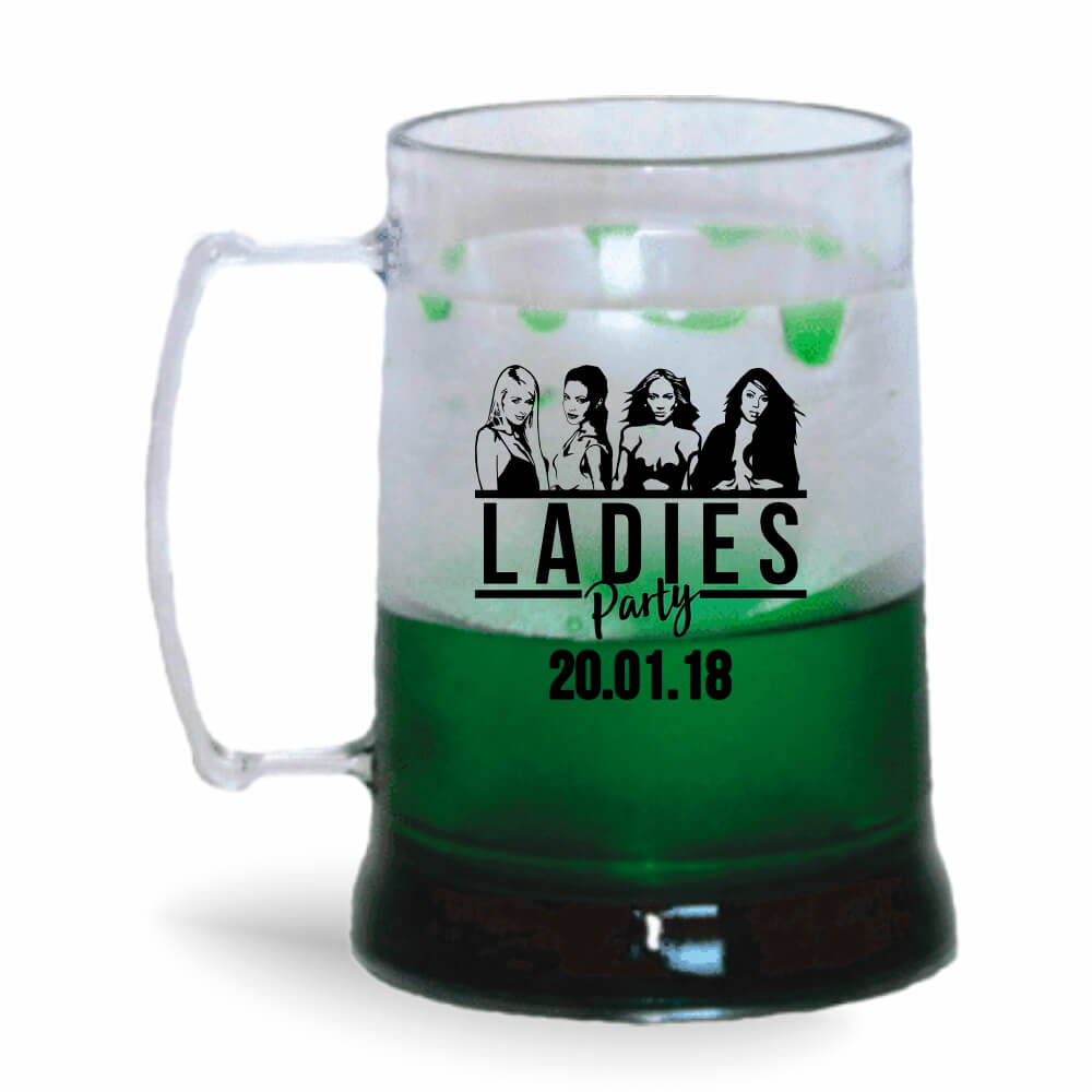 Caneca de 300ml na cor Cristal com Gel Colorido de cor Verde