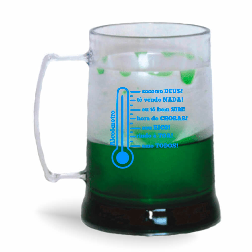 Caneca de 300ml na cor Cristal com Gel Colorido de cor Verde