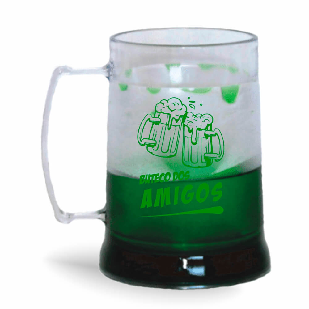 Caneca de 300ml na cor Cristal com Gel Colorido de cor Verde