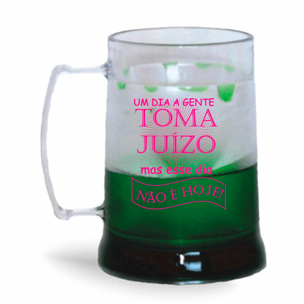 Caneca de 300ml na cor Cristal com Gel Colorido de cor Verde