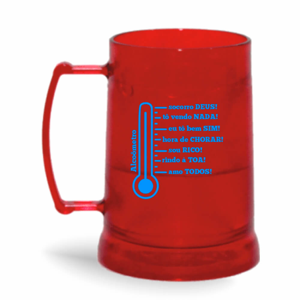 Caneca Transparente Colirida Vermelha com Gel Incolor