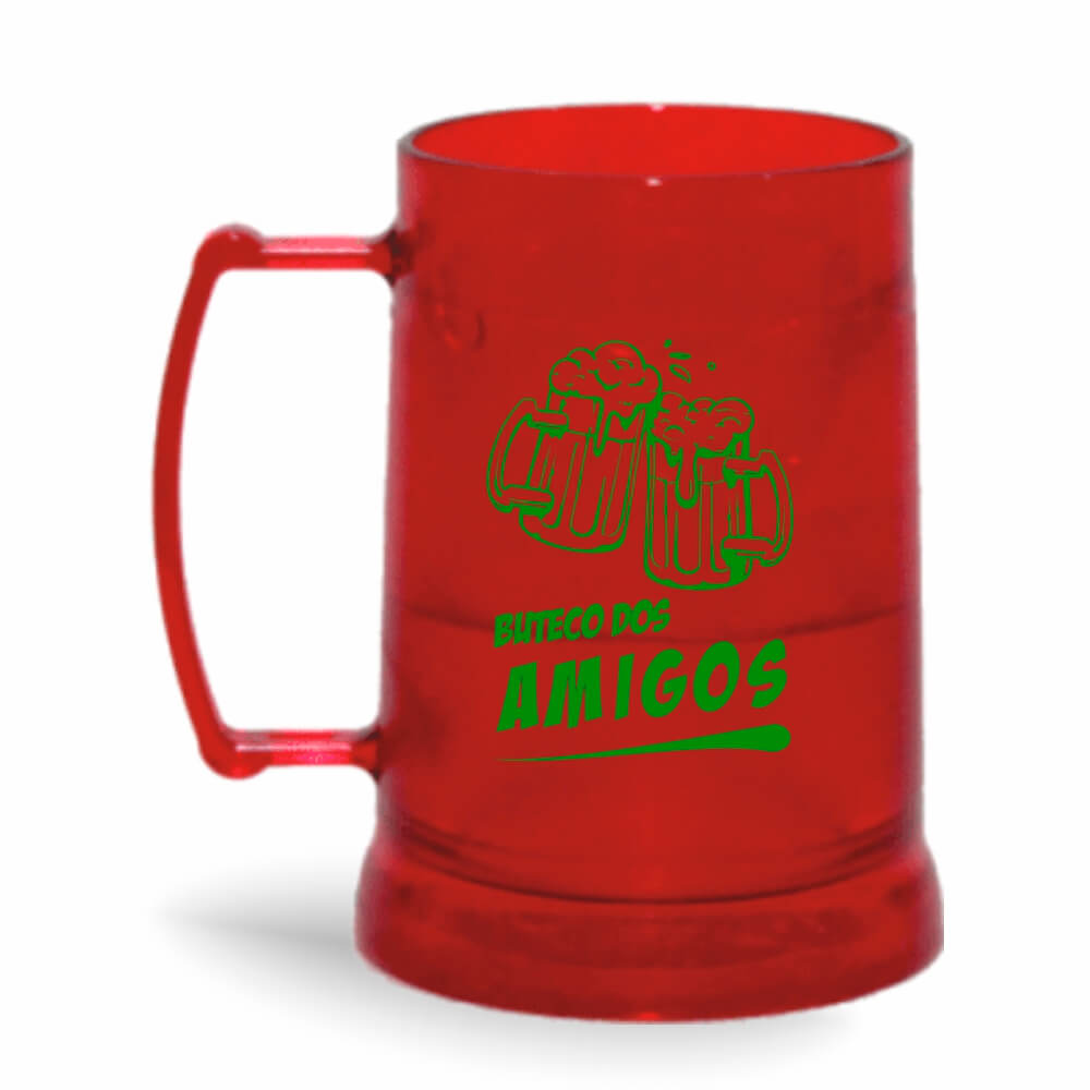 Caneca Transparente Colirida Vermelha com Gel Incolor
