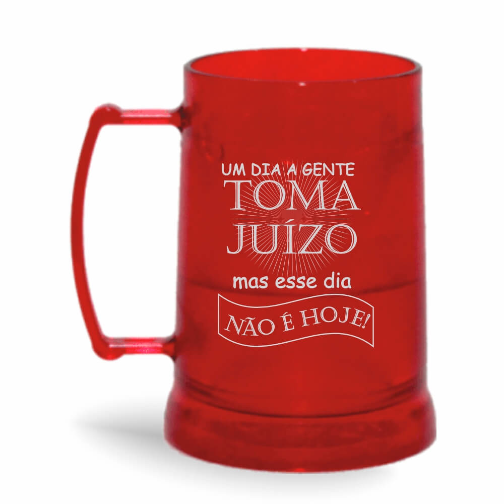 Caneca Transparente Colirida Vermelha com Gel Incolor