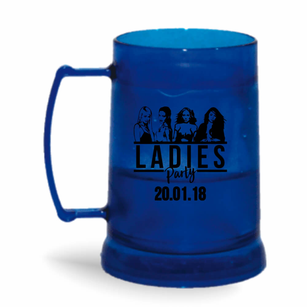 Caneca Transparente Colirida Azul com Gel Incolor