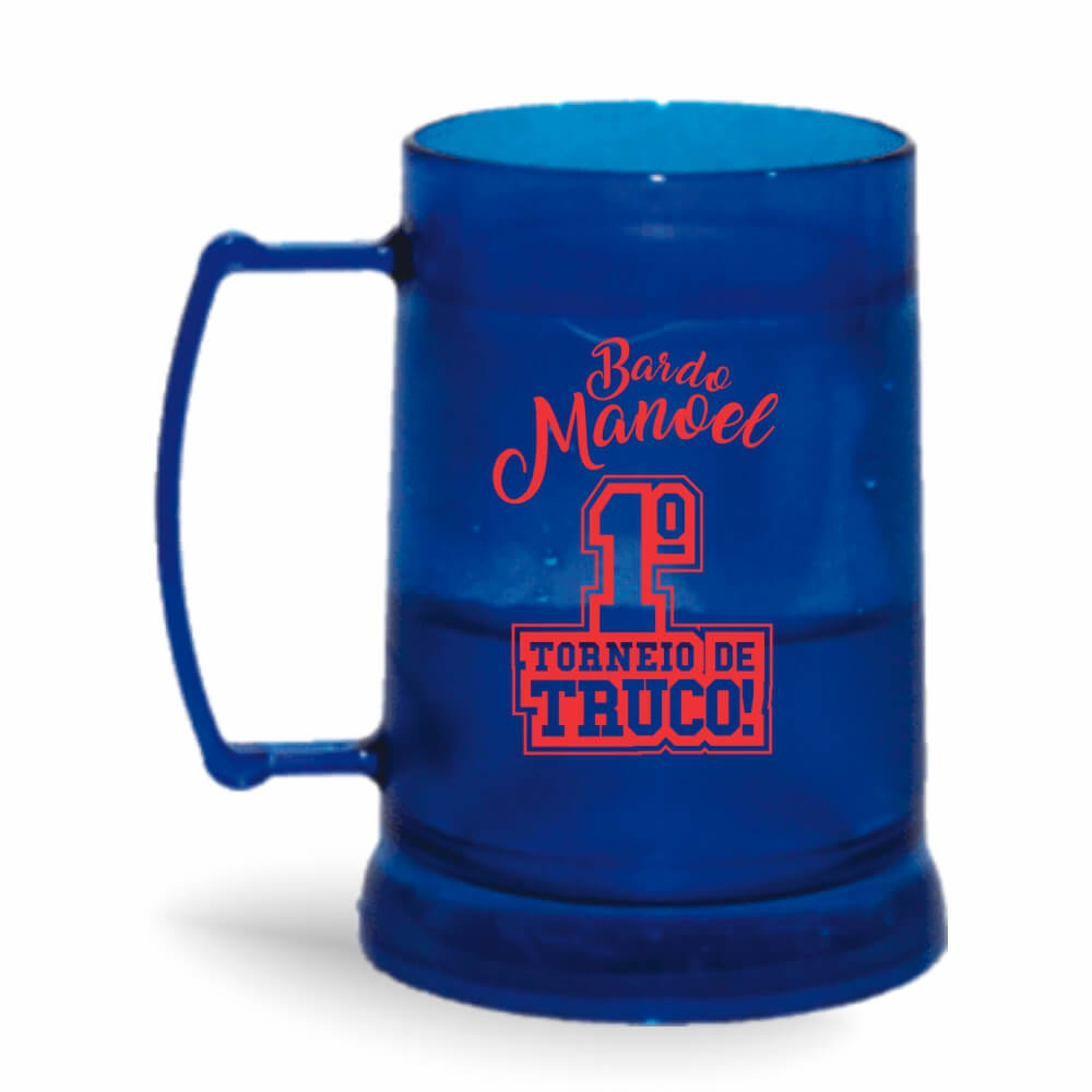 Caneca Transparente Colirida Azul com Gel Incolor