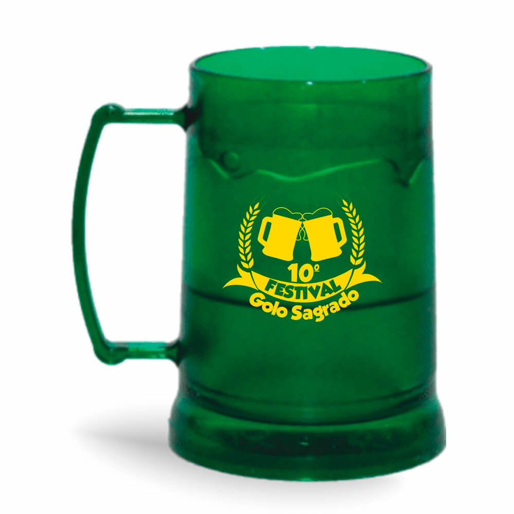 Caneca Transparente Colirida Verde com Gel Incolor