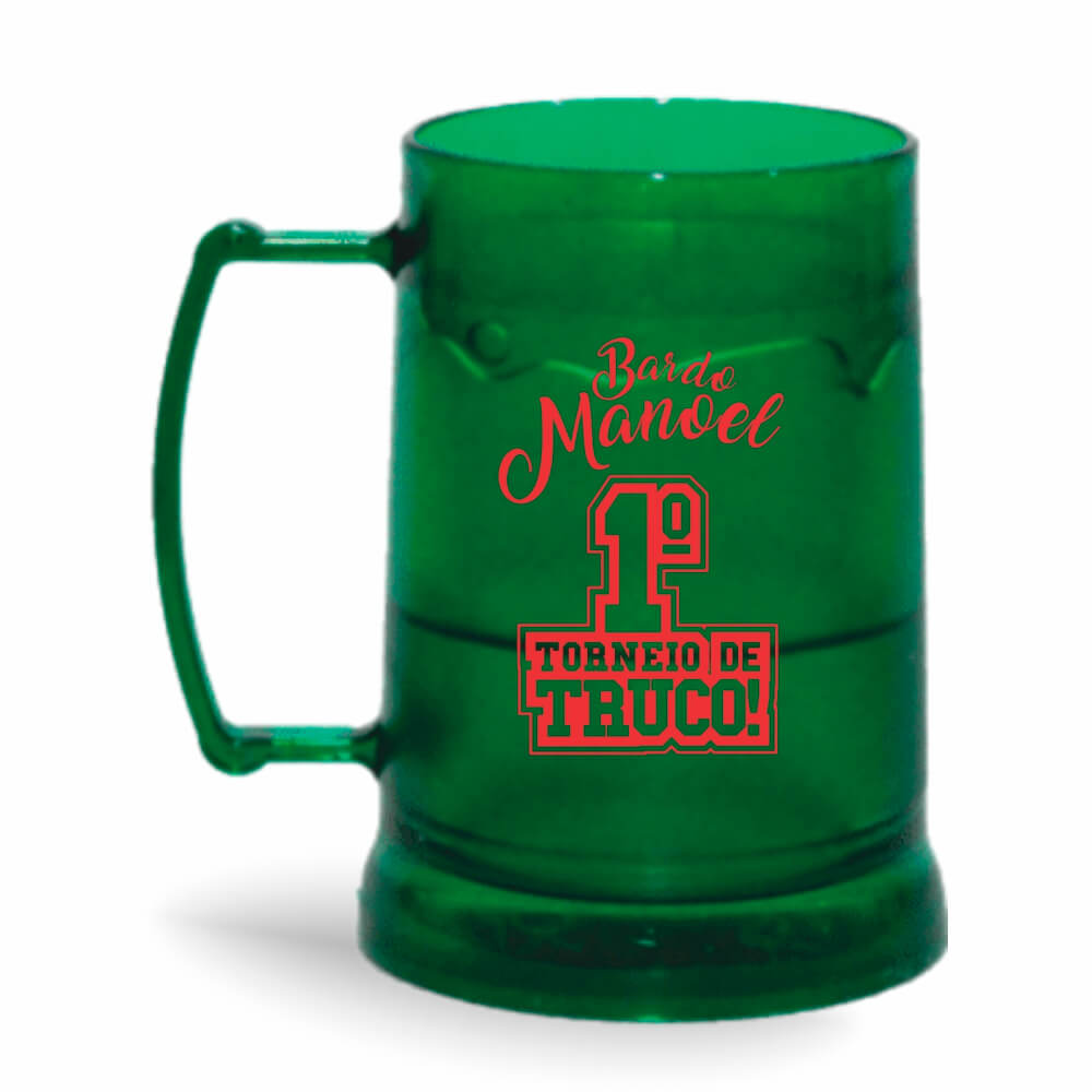 Caneca Transparente Colirida Verde com Gel Incolor