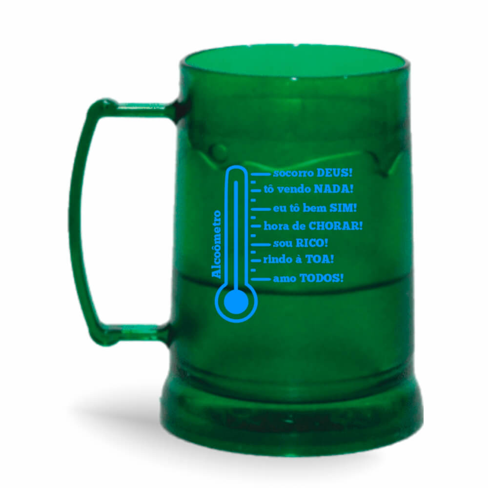 Caneca Transparente Colirida Verde com Gel Incolor