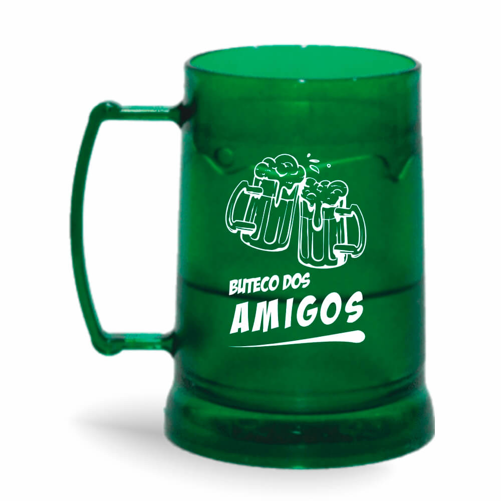 Caneca Transparente Colirida Verde com Gel Incolor
