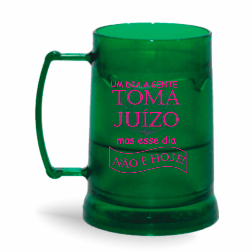 Caneca Transparente Colirida Verde com Gel Incolor