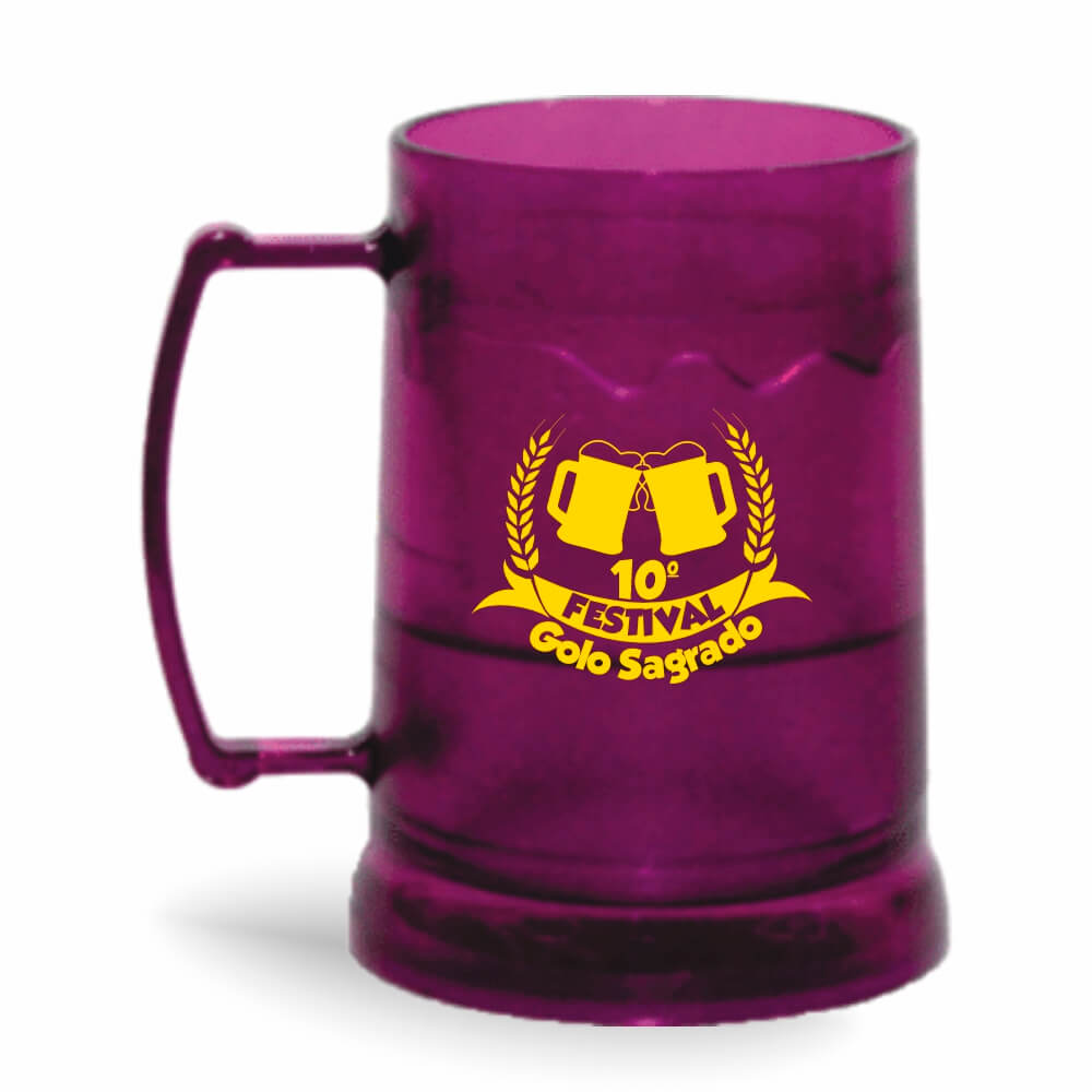 Caneca Transparente Colirida Roxa com Gel Incolor